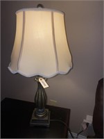 Bronze tone lamp w/scalloped shade tested