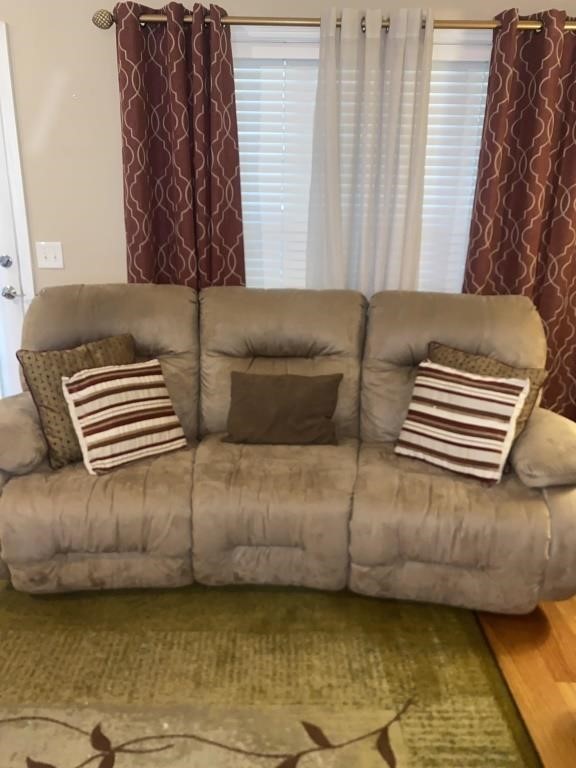 Microfiber tan sofa with end recliners great