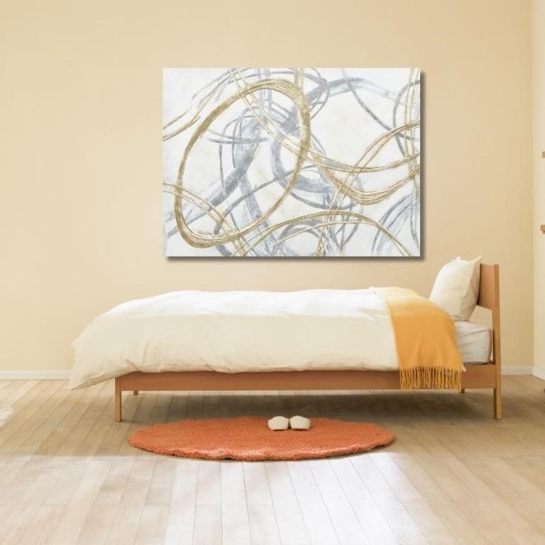 Abstract Canvas Wall Art Gray with Gold