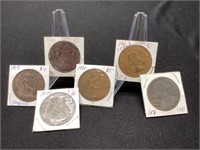 6 Large Pennies- England 1919-1967