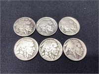 Bag of 6 Old Buffalo Nickels