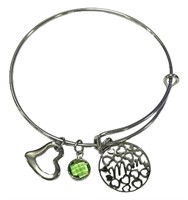 Round 0.94ct Peridot & Mom Charm Bracelet