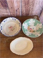 3 Vintage Beautiful Ceramic Serving Dishes