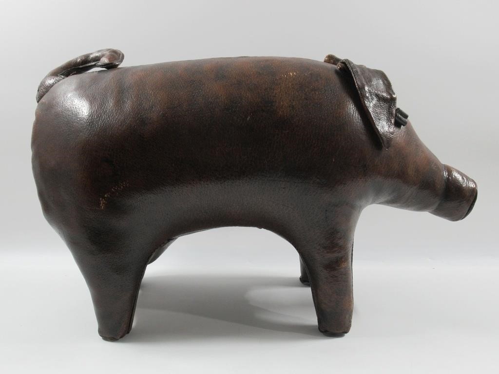 Abercrombie & Fitch Leather Pig Footstool c.1960s