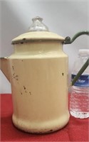 Vintage enamel covered coffee pot