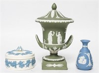 Wedgewood Jasperware Urn & Vase & Queensware Box 3