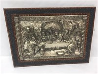 "Last Supper" Framed Molded Metal Sculpture