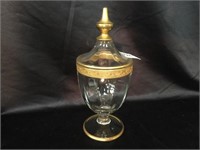 Gold Trim Goblet w/ Lid 8" T