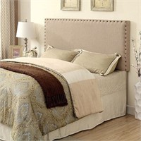 IVORY UPHOLSTERED QUEEN BED FRAME- PARTIAL