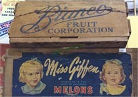 22 antique fruit wood crates , Miss Giffen