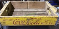 Vintage Red & yellow Coca Cola wood bottle crate,