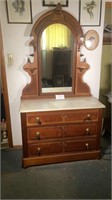 Antique Dresser with Mirror and Marble Top BR1