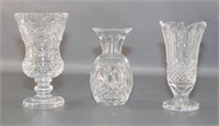 (3) Cut Crystal Waterford Vases