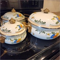 Vintage Enamel & Brass Cookware