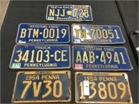 Misc. PA license plates, including 1954.