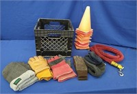 Crate of Gloves, Safety Cones, Rope