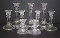 Clear Glass Candle Holders (lot of 9)