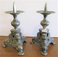 Large Ornate Metal Candleholders