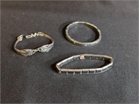 (3) LADIES BRACELETS - STAINLESS, PUGSTER, S/S