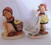 2 Hummel Goebel figurines: Chick Girl, 4" tall -