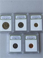 (5) Encapsulated Coins including Half-Dollar,