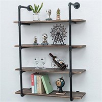 Industrial Pipe Shelves with Wood 4-Tiers,Rustic