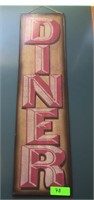Metal Painted 'DINER' Sign - 8" x 30"