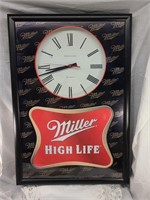 Large Miller High Life Advertiser Clock 26"x16