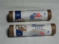 2009 (P-D) Lincoln Cent Professional Life 2 rolls