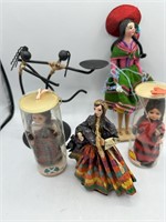 Doll Lot and Figural Candle Holder