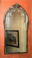 Vintage Wood Frame Arched Mirror