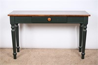Painted Oak Top Console Table w/ Drawer