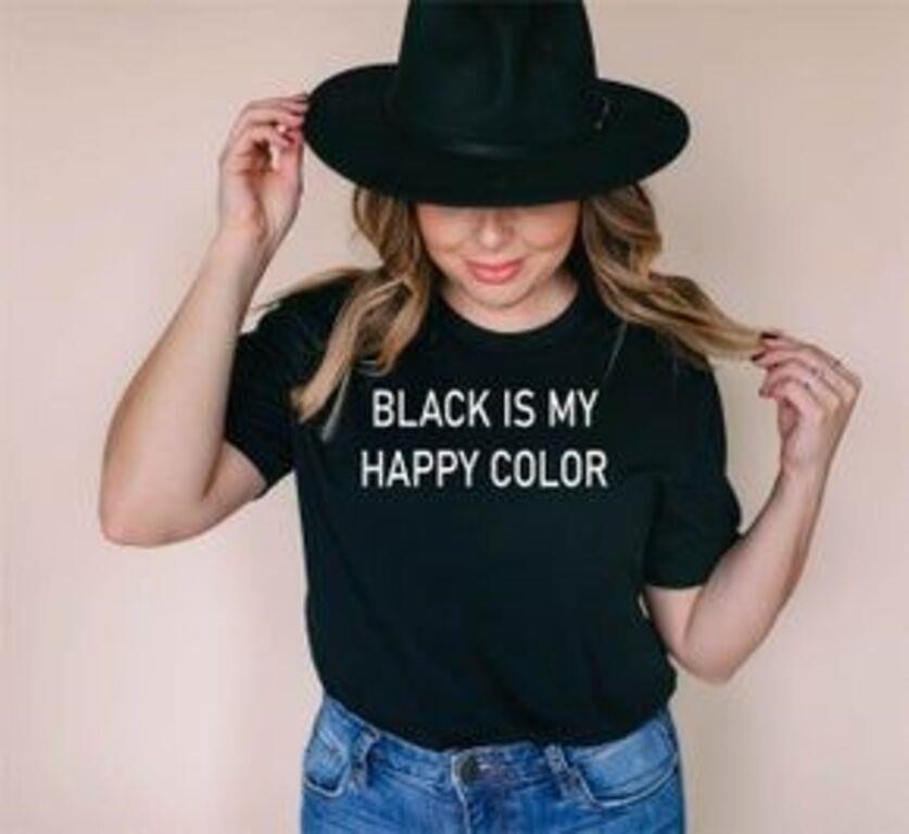 Size Medium Black is My Happy Color Tee