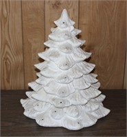 17" Vtg Ceramic Bisque Christmas Tree