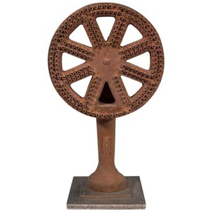 Modern Industrial Iron Wheel Sculpture