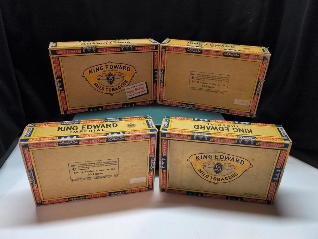 4 Vintage King Edward Imperial Cigar Boxes