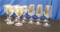 Lot of 14 Christmas Wine Glasses. Some Marked