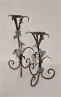 2 MATCHING METAL CANDLE DECOR