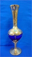 Cobalt Blue Bohemian Glass Gold & Enamel,