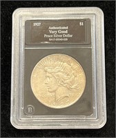 1927 D Peace Silver Dollar in Plastic Holder