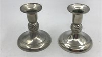 Two Daalderop Royal Holland Pewter Candlestick