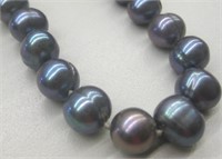 Sterling Silver Natural Black Pearl Necklace