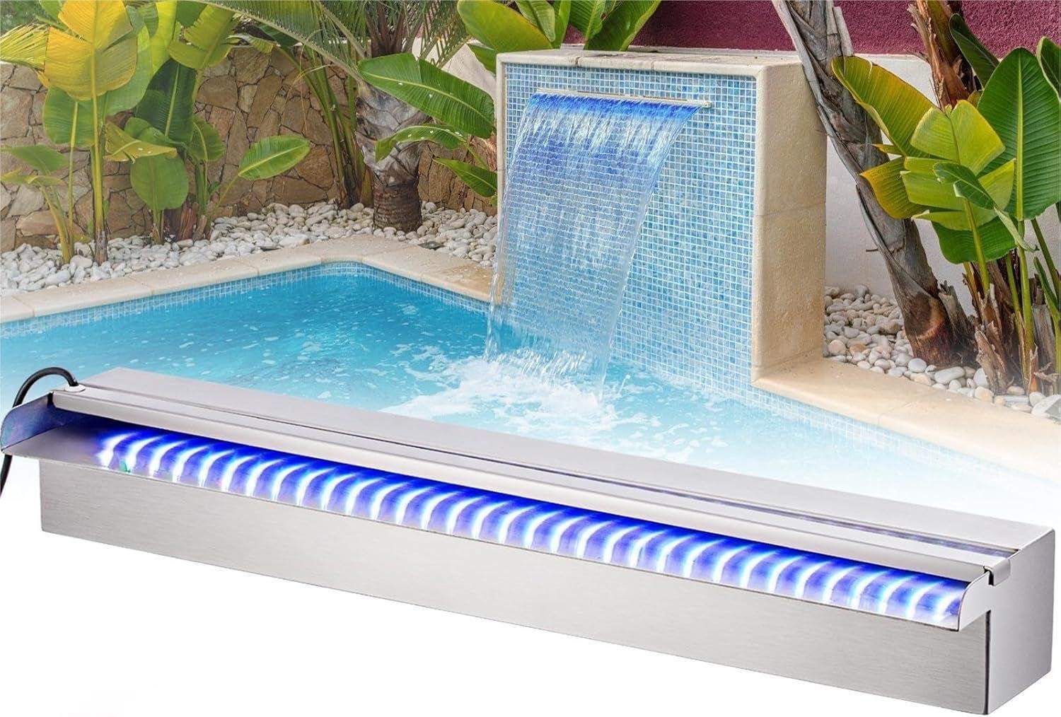 24" Waterfall Pool Fountain Remote LED Pond Spa