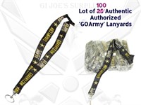 Lot of 100 authorized 'Go Army' new lanyards