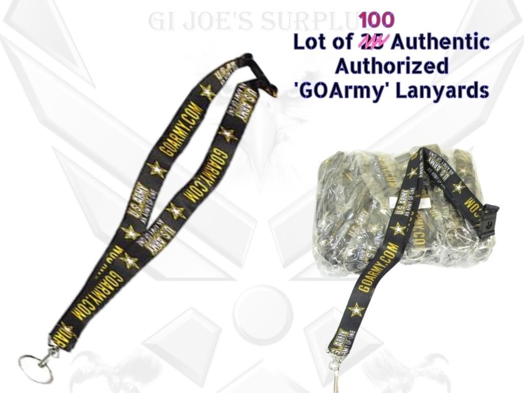 Lot of 100 licensed 'Go Army' new lanyards
