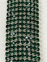 Emerald green color rhinestone bracelet