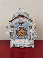 Porcelain Cherub Mantle Clock Made in Taiwan