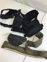 Shoulder holster with mag storage, ammo belt &