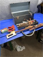 Beach metal toolbox, Bostitch staplers, couple of
