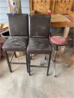 Two chairs and a shop stool